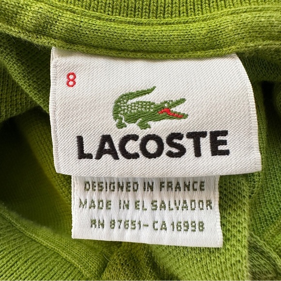 Lacoste Green Polo Golf Tennis Preppy Shirt Vibrant Cotton Comfort size 8/XXL - Picture 13 of 16